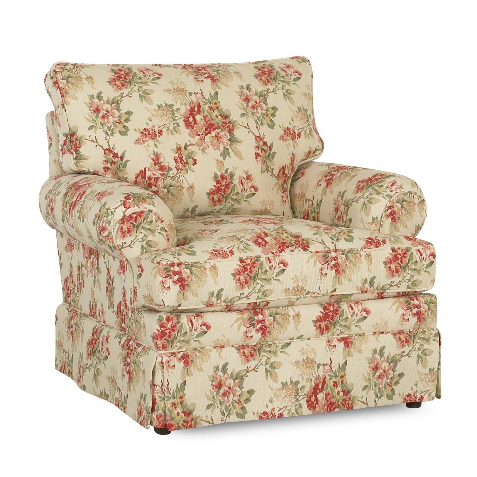 Klaussner Chairs and Accents Carolina Rolled Arm Chair With Skirt Johnny Janosik Upholstered